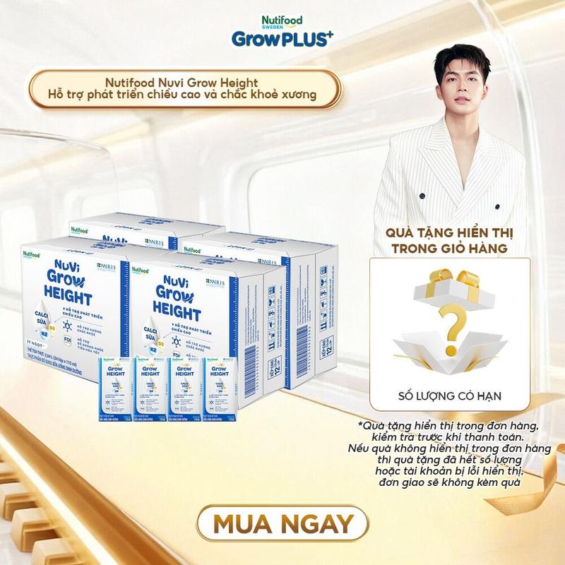  Combo 4 Thùng 24 hộp SBPS Nuvi Grow Height + hỗ trợ phát triển chiều cao hộp 110ml 