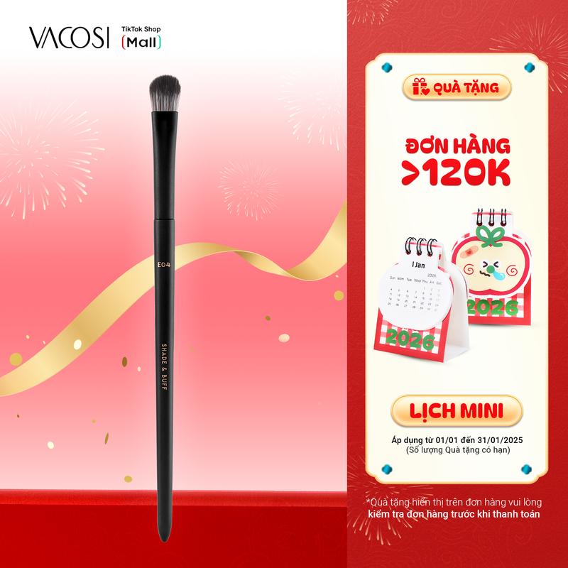  Cọ phủ và tán phấn mắt VACOSI Đầu Dẹp Lên Màu Mịn Màng An Toàn Cho Da Mắt E04-Y24 