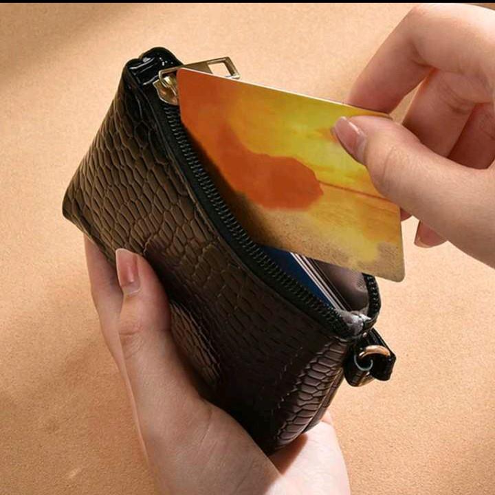 Dompet Uang & Koin Kulit Croco Terbaru 2025 - Model Viral Kekinian - Wanita, Kartu 7