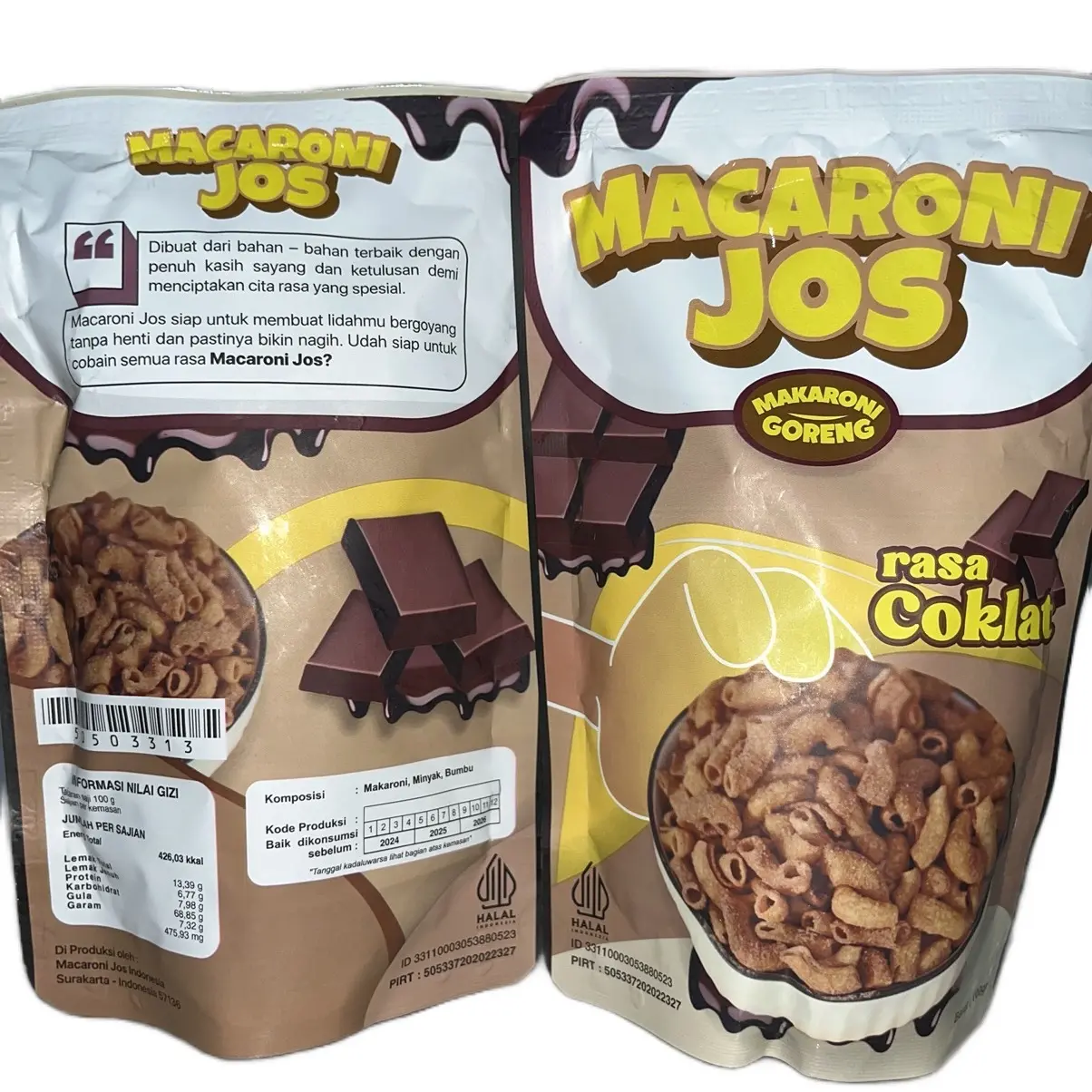 Macaroni Jos Rasa Coklat Manis Makanan Snack