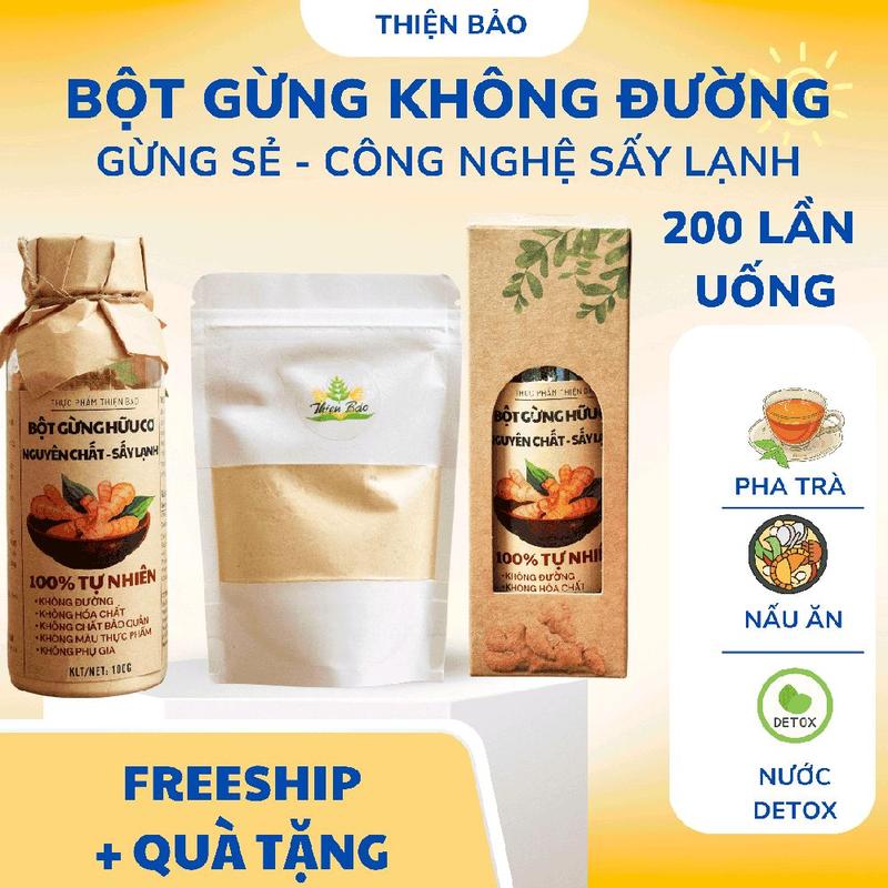 Bột Gừng Nguyên Chất KHÔNG ĐƯỜNG -  Không chất bảo quản, làm ấm người, giảm cảm lạnh, giảm ho. - Thiện Bảo - Gia Vị - Đồ Uống 1