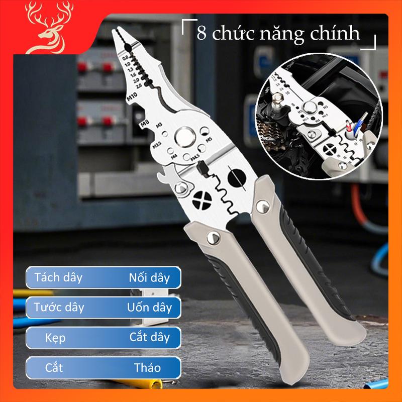  Kìm tuốt dây điện Kìm đa năng 8 trong 1 kìm điện kìm cắt dây kìm tuốt dây dụng cụ sửa chữa dây 