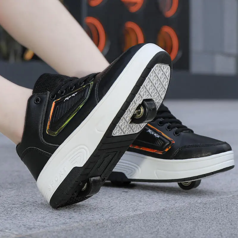 Sepatu berjalan kekerasan anak-anak, anak laki-laki dan perempuan, roller ganda dewasa, roda sabuk, sepatu casual atas rendah siswa 1