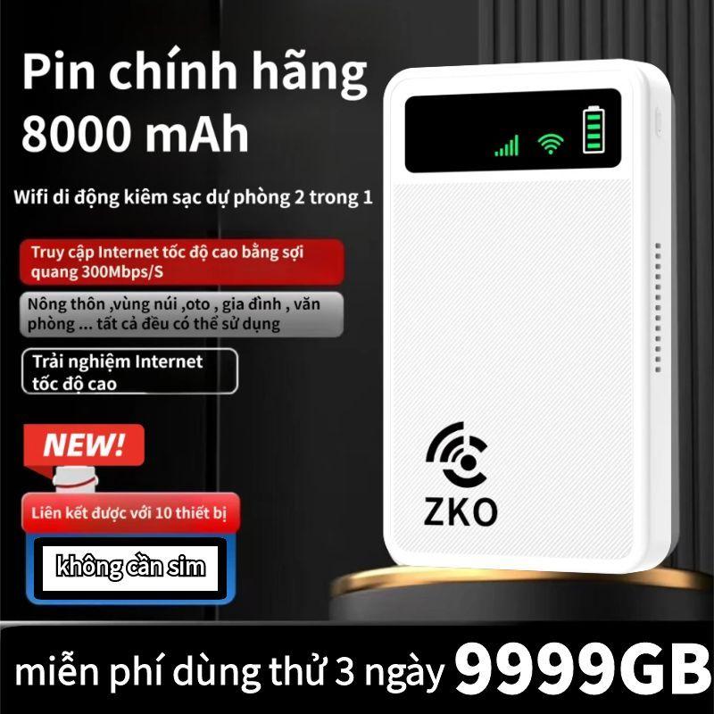 Bộ Phát Wifi Di Động không cần sim 8000mAh Kiêm Sạc Dự Phòng Tốc Độ Cao Hỗ Trợ 300Mbps & 4G 5G Kết Nối 8-10 Thiết Bị Dễ Dàng Sử Dụng