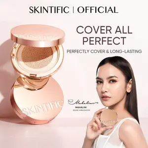 SKINTIFIC Air Cushion 11ml | High Coverage Poreless & Flawless BB/CC Foundation SPF35 PA++++, Long-Lasting, Oil Control, Sweatproof, Day & Night Makeup Base untuk Semua Jenis Kulit, Concealer, Wajah, Waterproof
