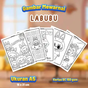 Gambar Mewarnai LABUBU Isi 20 Lembar Kertas BC Tebal