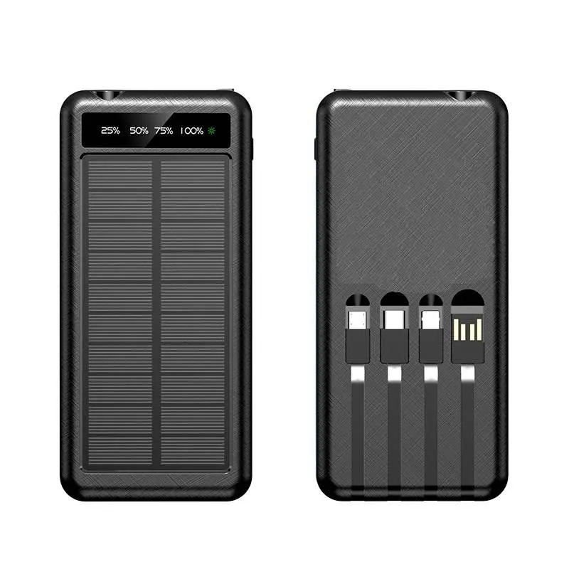 【100% ORI】Solar Powerbank 100000 mAh 50000 mah With 4 kabel original Power Bank Murah Fast Charging Senter LED Outdoor Portable Powerbank 20000 mah 3