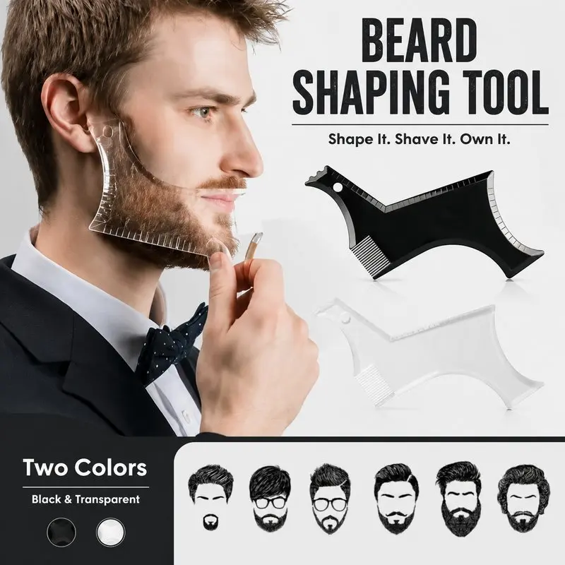 BEANABELL Sisir Cukur Jenggot Kit Cetakan Jenggot Grooming Beard Shaper Guide
