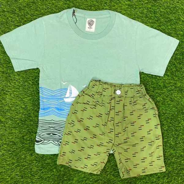 W2KIDS - LAUT TEES KATUN 24s SETELAN ANAK UMUR 1-5 TAHUN T SHIRT KAOS DAN CELANA COTTON POPLIN KARGO COMBED 5