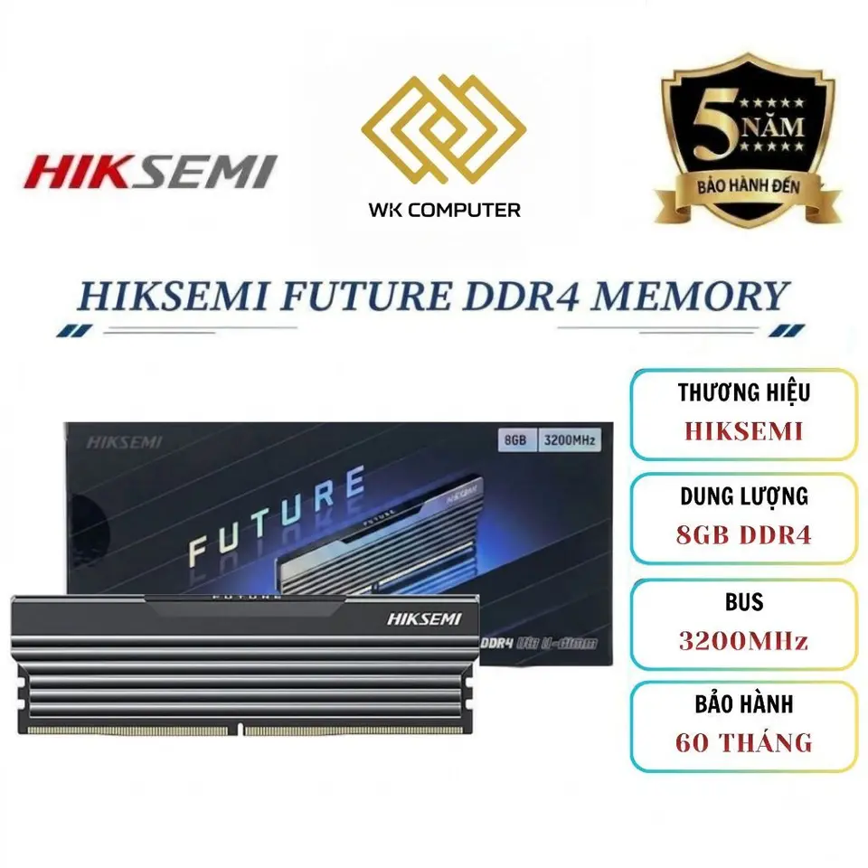 Ram Hiksemi Future 8GB DDR4 Bus 3200MHz U-DIMM | Có tản nhiệt, Mới ( Bảo hành 60 tháng )