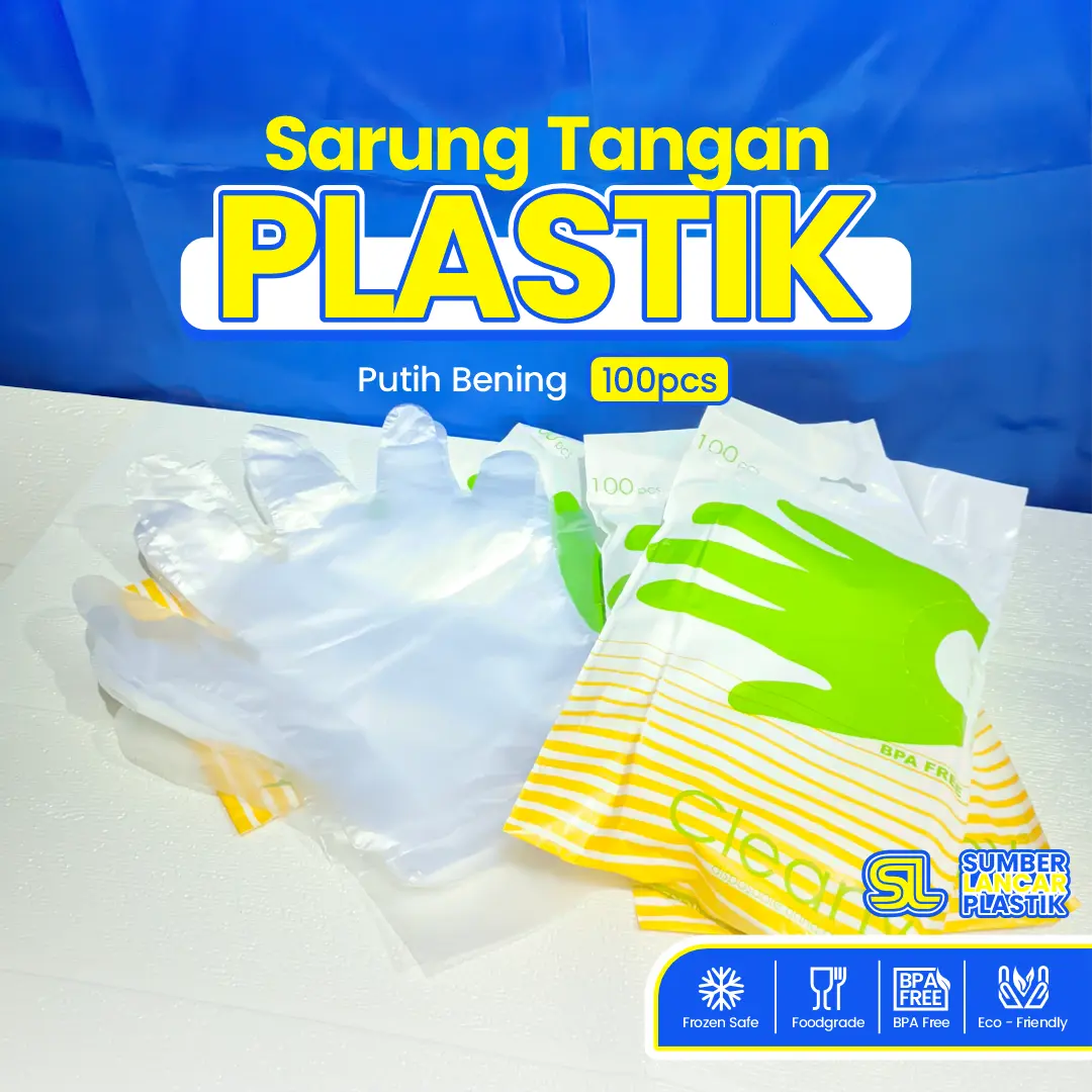 CLEAN Sarung Tangan Plastik [ISI 100 LEMBAR] Putih Bening Transparan | Sarung Tangan Higienis