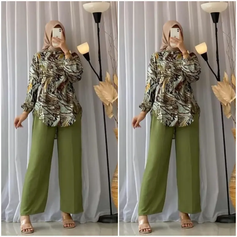 Setelan Rayon Mix Crinkle Terbaru Model Kekinian / One Set Motif 0