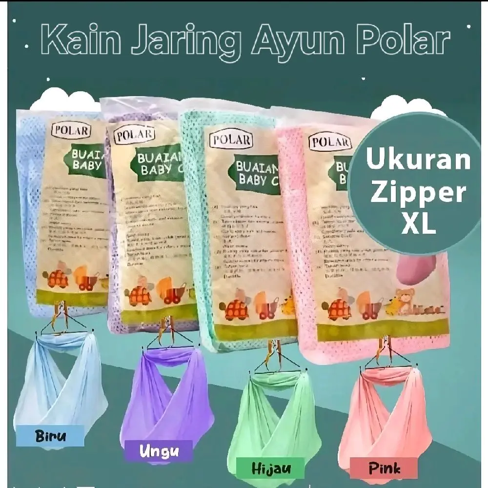 Kain Jaring Ayun Sarung Ayunan Bayi POLAR BASIC & JUMBO (XL) ZIPPER yang Tahan Lama