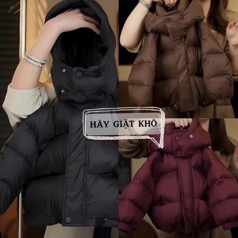  8801 - Áo phao lông vũ siêu nhẹ 3 màu đỏ đen nâu cho bé trai và bé gái   Phù hợp giặt khô   