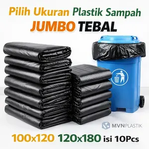Plastik Sampah Jumbo Premium Hitam Besar 120x180 100x120 Tebal Hemat 10pcs per Pack untuk Rumah Restoran Hotel