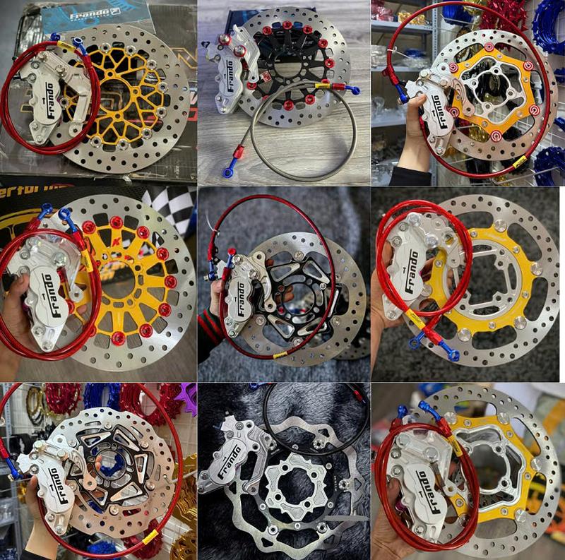 { Combo 4 món } Heo Frando 4pis + Đĩa size 260/267mm mâm 4 lỗ + dây dầu + pát ốc 10li Cnc gắn các dòng xe