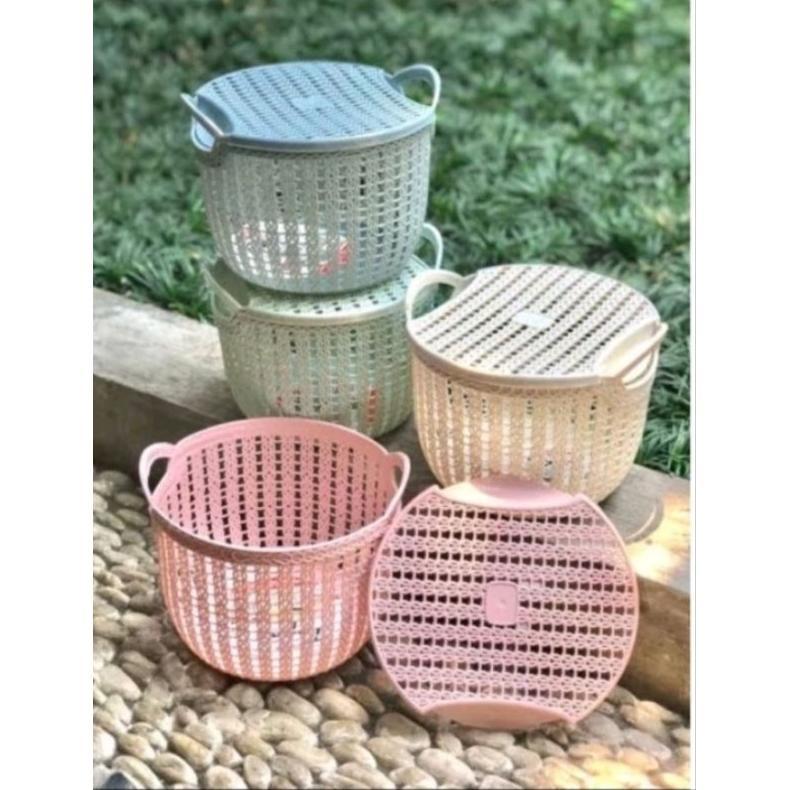 Product Introduction of Keranjang Topas 12pcs Tutup Keranjang Souvenir Serbaguna Rotan Tutup Plastik 0