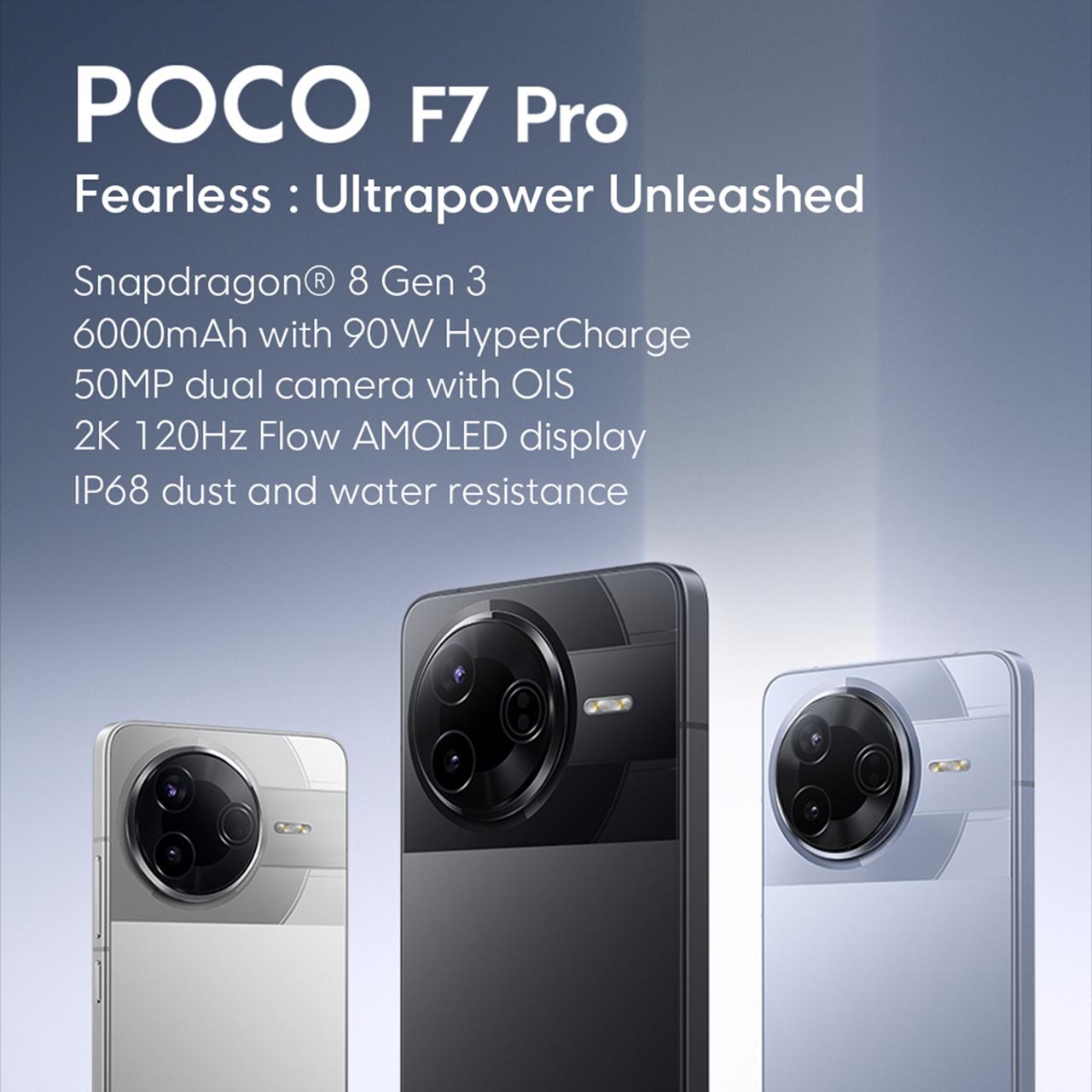 POCO F7 Pro (12GB/512GB) | Snapdragon 8 Gen 3 | Massive 6000mAh battery | 2K 120Hz Flow AMOLED display | 50MP dual camera with OIS [Official Store]