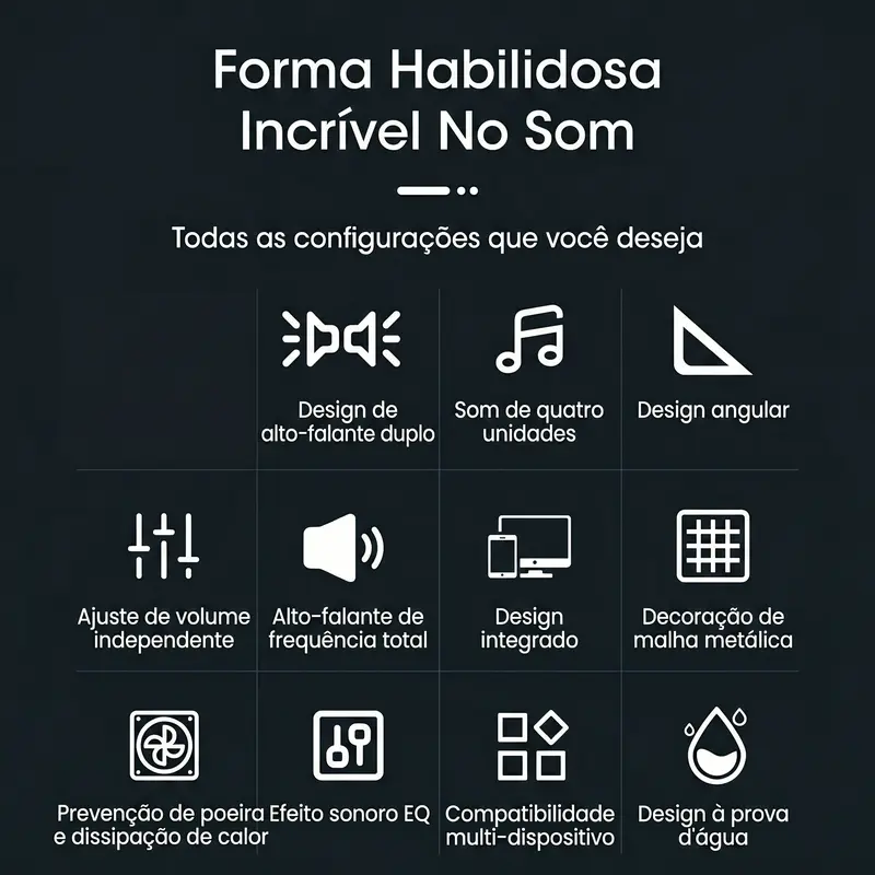 Caixa de Som para Computador USB com Áudio P2