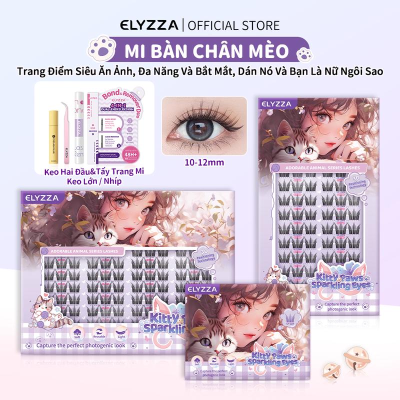  Mi Giả Móng Vuốt Mèo Kitty Paws  ELYZZA Lông Mi Tự Nhiên & Nối Mi Dễ Gắn 10-12mm Mi Cụm Dễ Sử Dụng Sợi Mi Mảnh Và Có Thể Sử Dụng Được Nhiều Lần Mắt To Ăn Ảnh 