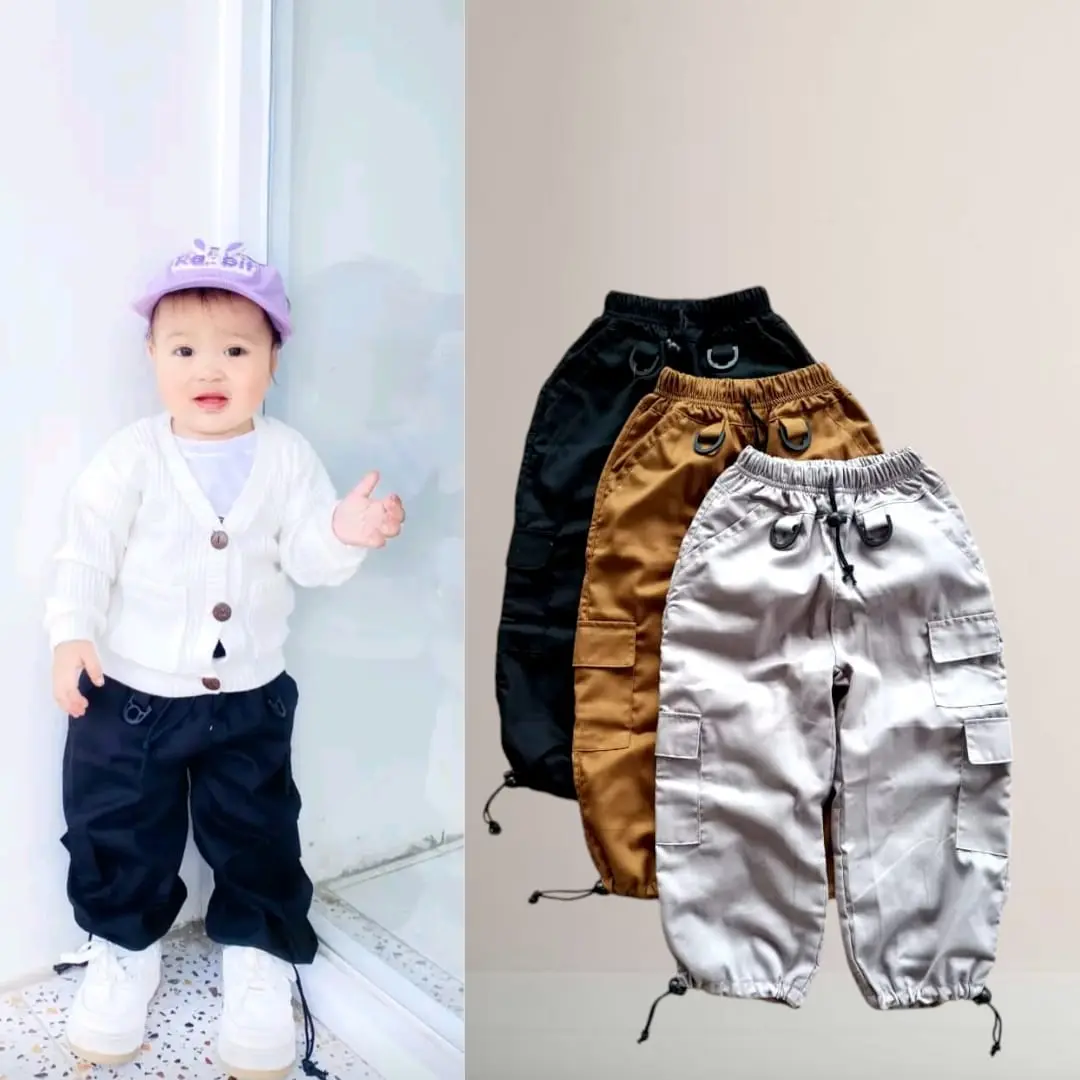 Pakaian balita kids 1-5 tahun Celana panjang rose cargo Korean style anak laki laki perempuan unisex