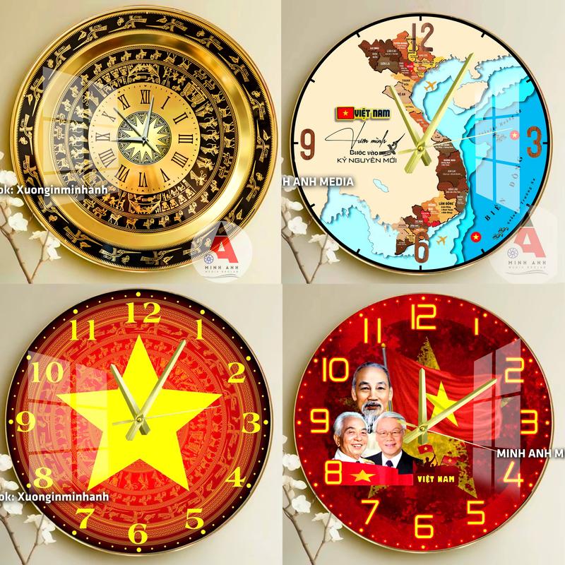 [ĐH gỗ kim nổi] Bề mặt tráng gương - Kim trôi êm ái - Động cơ Nhật BH 12 tháng - treo tường phòng khách, quà tặng doanh nghiệp