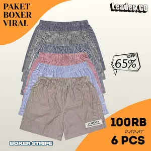 PAKET VIRAL BOXER SALUR 6 PCS 90RB Combo Hemat CELANA BOXER PRIA DAN WANITA MOTIF SALUR LIDI