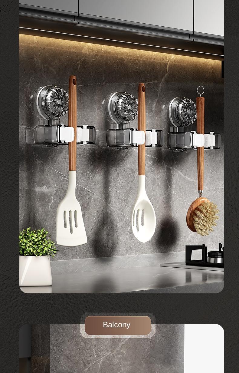 Product Introduction of Suction Cup Mop Holder Hook Two Clips No Drilling Household Bathroom Simple Storage Clip Movable Mop Holder 10