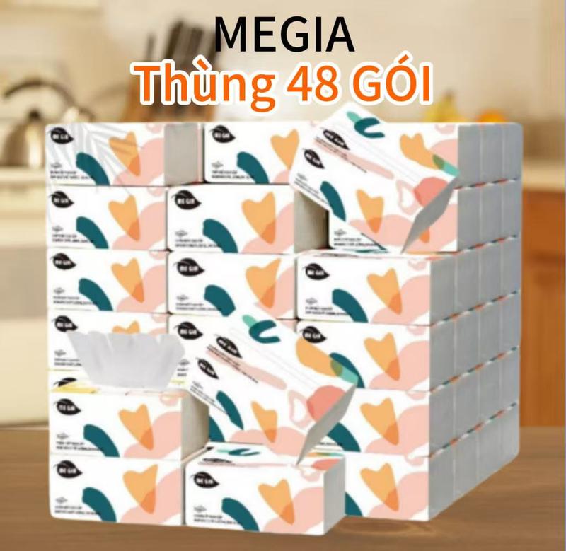 MEGIA Thùng 48 Gói Giấy Vệ Sinh 5 Lớp Thành Phần Bột Giấy Tự Nhiên Giấy Chắc Dày Mềm Mại Không Tẩy Trắng Không Mùi