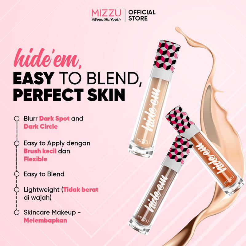 Mizzu Hide’em Contour And Concealer Beige - Concealer Corrector Wajah Foundation Hitam Lasting Mencerahkan 2