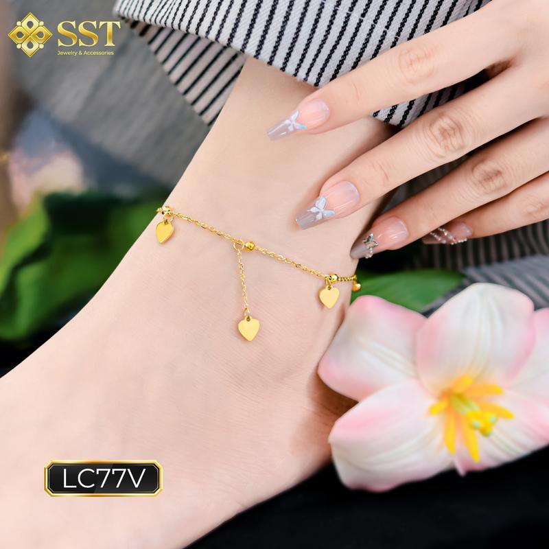 Lắc chân nữ Titan SST Kiểu Dây Bi Tim nữ tính Không Den Gỉ LC77