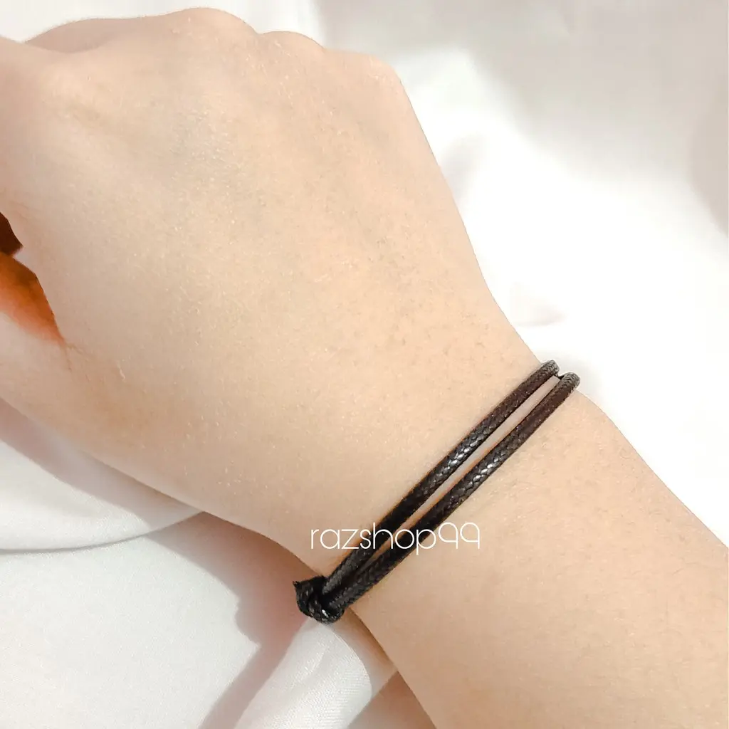 Gelang hitam polos waterproof 2mm anti air gelang pria gelang wanita gelang tali