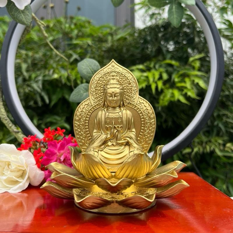 Tượng Quan Âm 2 mặt lưu ly tọa đài hoa sen trang trí bàn làm việc, ô tô Decor Decor Phòng Trang Trí Nhà 1