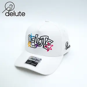 DELUTE Topi Baseball Bordir Graffiti - Premium Original Clothing Caps - Putih