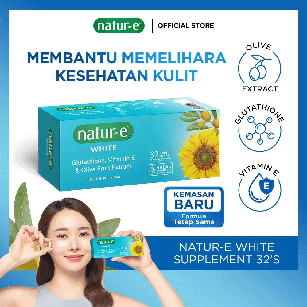 Natur-E White Soft Capsule 32s - Suplemen Kecantikan dengan Natural Vitamin E & Glutathione