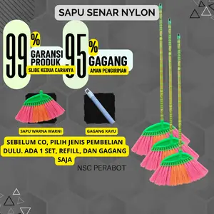 NSC PERABOT SAPU LANTAI NILON SENAR NYLON GAGANG KAYU REKOMENDASI UNTUK LANTAI KERAMIK ATAU ACIAN SEMEN 1 PCS WARNA TERJANGKAU DAN BISA COD
