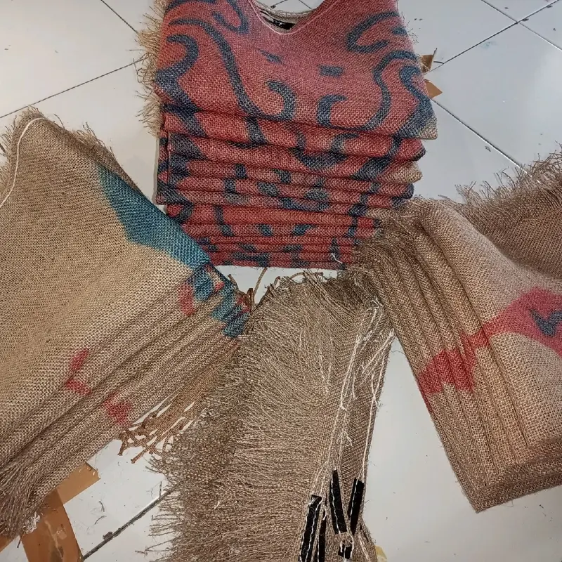 baju dayak daur ulang karung goni (atasan, bawahan dan gelang) 0
