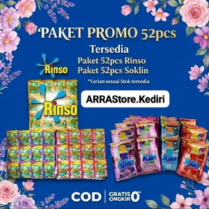 Paket 52Pcs Rinso / 52Pcs Soklin Deterjen Cair Kemasan Liquid 500an Deterjen Cair Rinso 52pcs Soklin 52pcs Sesuai Kebutuhan Anda