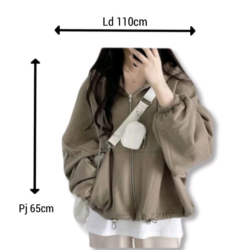 Jaket Hoodie Zipper Wanita | Casa Zipper Hoodie Sweater Casual Wanita Fullzip Fleece Korean XL vintage 4