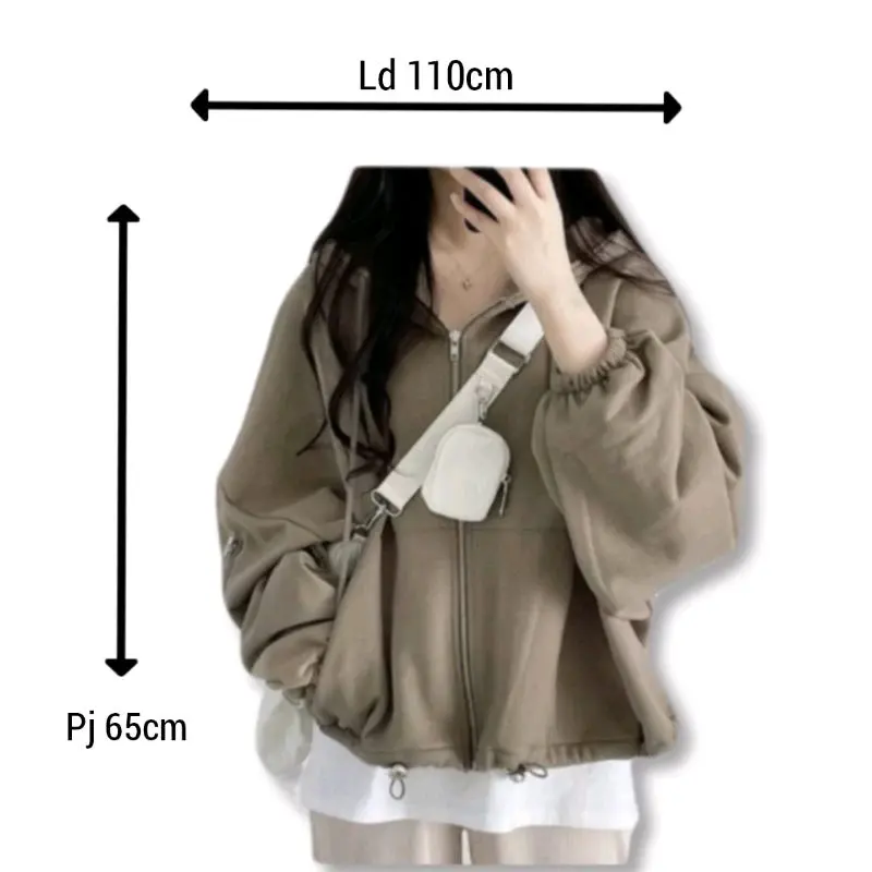 Jaket Hoodie Zipper Wanita | Casa Zipper Hoodie Sweater Casual Wanita Fullzip Fleece Korean XL vintage 4
