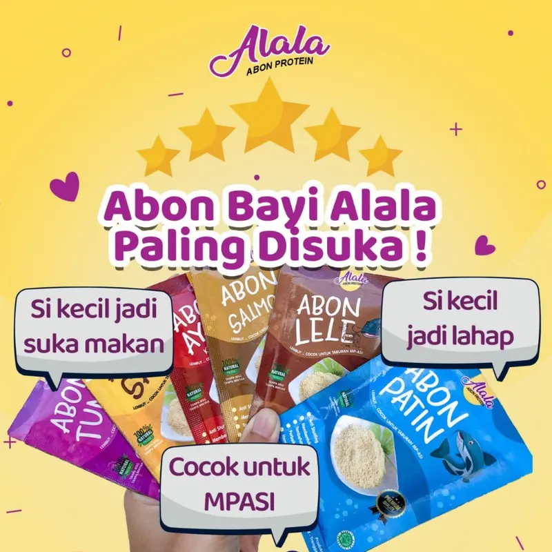 [PAKET BUNDLING HEMAT 3 PCS] ALALA Abon Bayi  8 Bulan -  Makanan Bayi Tidak Pedas - Abon Alala 15gr Abon MPASI Bubuk Powder Tabur 8
