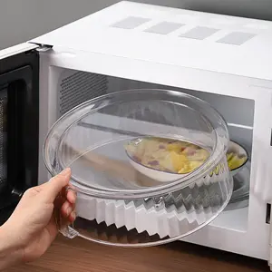 Microwave Food Cover Serving Plate Cover Microwave Splatter Cover Transparent Smooth Surface With Handle 10" Microwave Cover