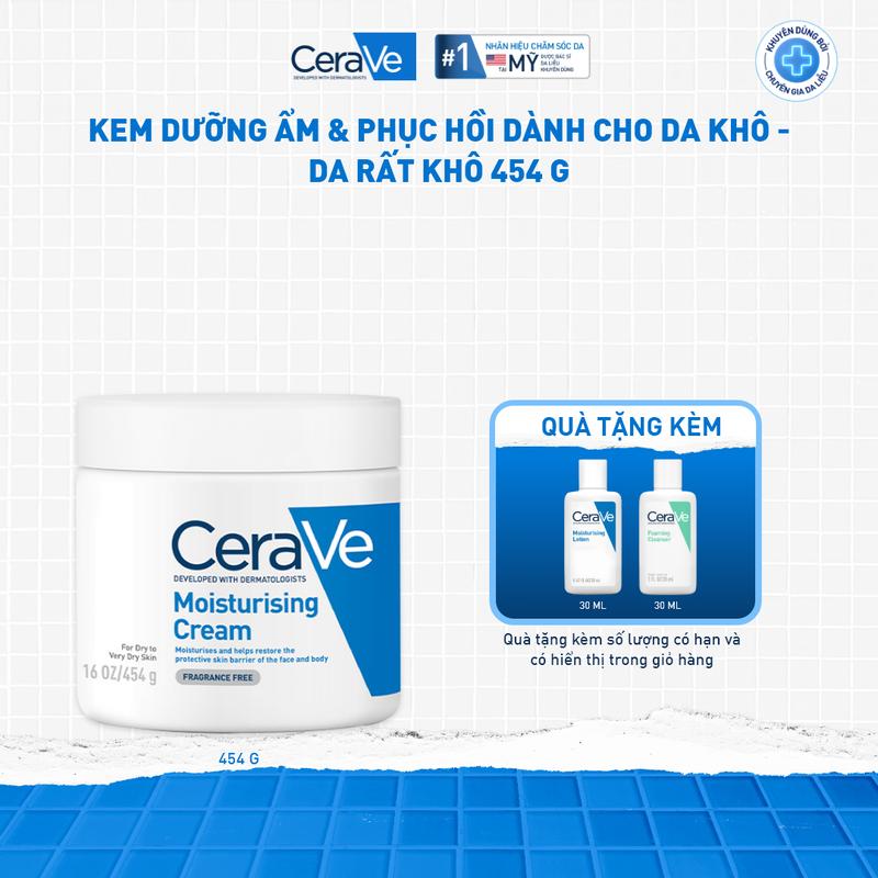 [DEAL HOT] Kem dưỡng ẩm dành cho da khô CeraVe Moisturizing Cream 454g. Kem dưỡng giúp phục hồi chuyên sâu, giữ da ẩm mịn suốt 48 giờ, không gây bí da. DÙNG ĐƯỢC CHO DA MẶT VÀ CƠ THỂ_Chăm sóc da_Kem & Sữa dưỡng thể_Skincare cho Nam và Nữ