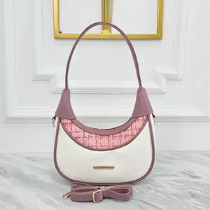 Haruka Tas Selempang Bahu Wanita Berlin Shoulderbag Bahan Kulit Sintetis & Tweed Kanvas Desain Slingbag Stylish Dan Elegan