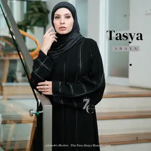 Tasya Abaya hitam turkey gamis syari muslimah bahan jetblack hitam kombinasi List.