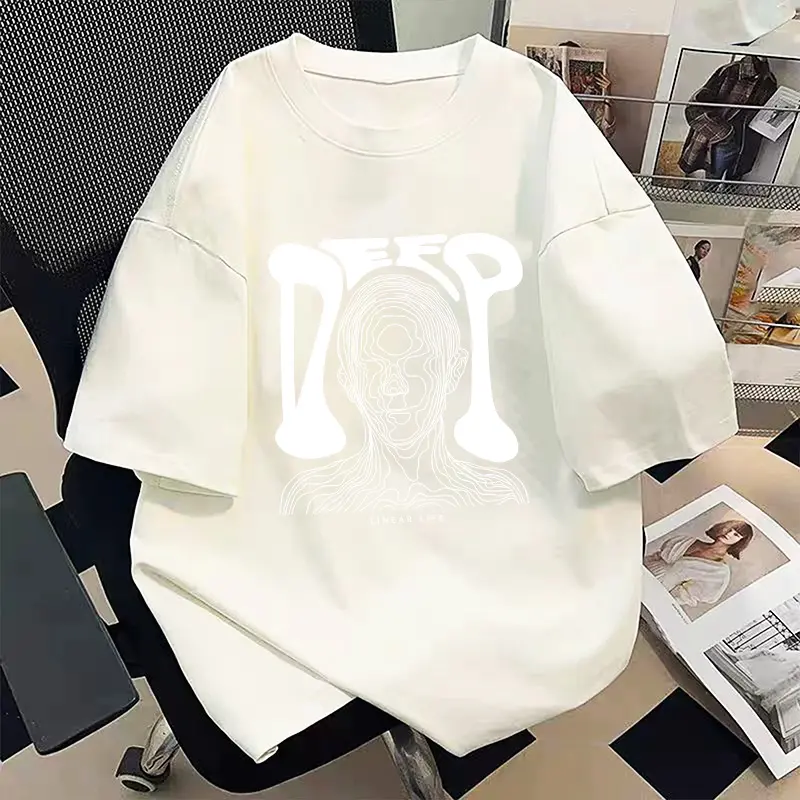 【100% Katun 20s】Daybreak fashion T-shirt Baju Kaos Oversize Cowok Putih Lengan Pendek Dewasa Distro Keren Premium Korean Style Round Neck N0060 Portrait print Pria Oblong Polos Hitam Combed Atasan Simple Fit 2