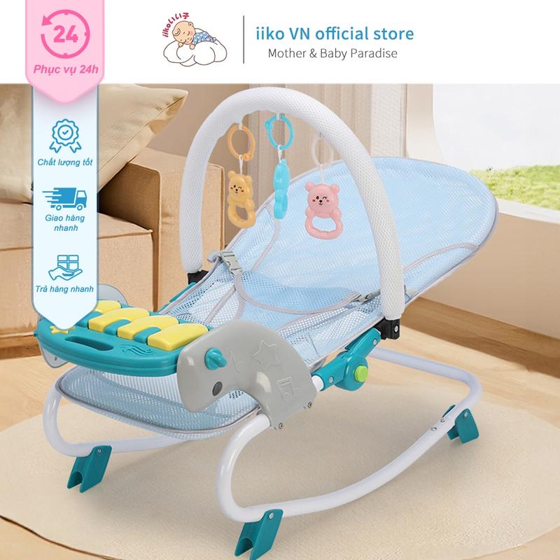 Ghế Cho Bé Bập Bênh Ghế Nằm Đa Năng Gấp Gọn Đa Năng Kèm Thanh Treo Đồ Chơi Có Nhạc Trẻ Em