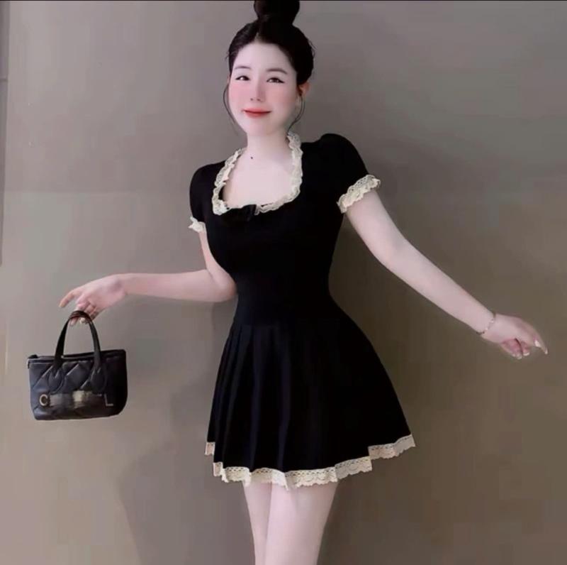 [ DỌN KHO -NGHỈ BÁN 17-10] VÁY xòe dáng ngắn trên đầu gối , viền ren , không khóa sau , đủ size đến 65kg chất thun tăm