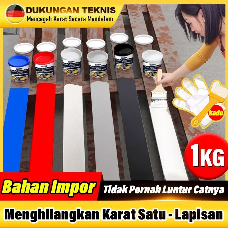 500g cat penghilang karat Cat Anti Karat Dan Anti Bocor Anti Rust Paint for Metal Cat Semprot Chrome Quick Drying Rust Remover Rust Converter for Rusty Metal Steel Stair Railings Rusty Color steel tile Besi Hitam Baja