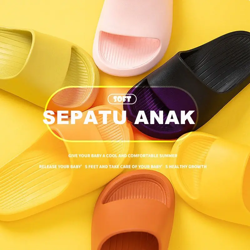 Sandal Anak Cewek Anti Slip Sendal Cowok Polos Sandal Original Sepatu Impor-Size 24-35